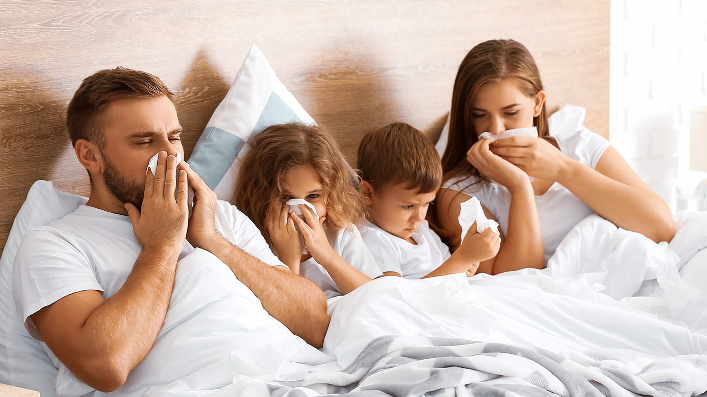 Serganti šeima, peršalimas, gripas.